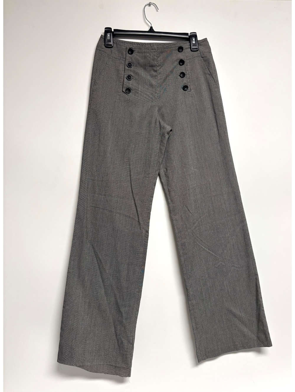 Larry Levine Women’s Size 4 Gray Sailor Button Wide Leg Stretch Dress Pants